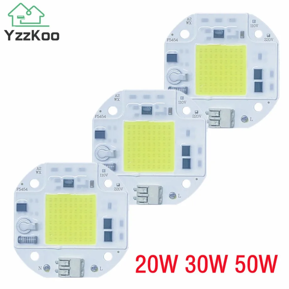 YzzKoo 110V 220V LED Chip 20W 30W 50W COB Chip No Need Driver LED Lamp Beads for Flood Light Spotlight DIY LightingWelding Free