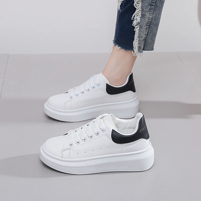 Description Picture 6 of itemFashion Women's Vulcanize Shoes 2024 New in Casual Classic Solid Color PU Leather Shoes Woman Casual White Shoes Sneakers