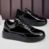 Baskets Homme Designer 2026 en Cuir Verni Or et Noir, Polyvalentes, Semelle Souple, Chaussures de Sport Décontractées, Tailles Grandes 39-47 5