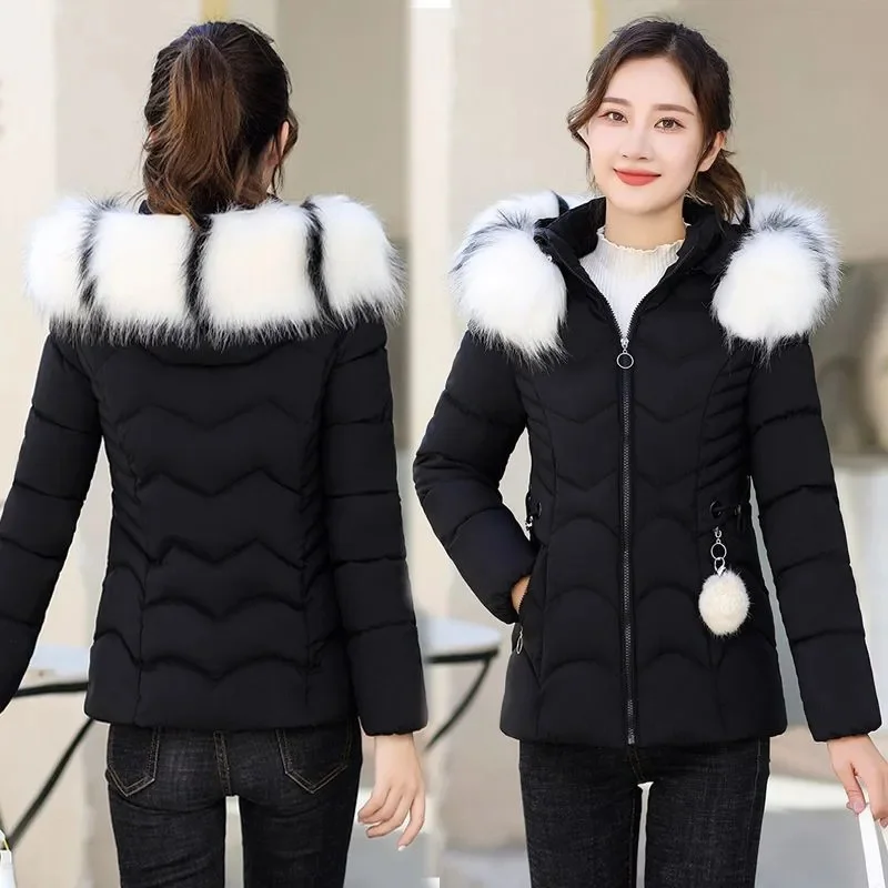 

Women Parkas Winter Jacket New Thicke Warm Cotton Coat Student Winter Down Cotton Jacket Hooded Outerwear Slim Female Tops