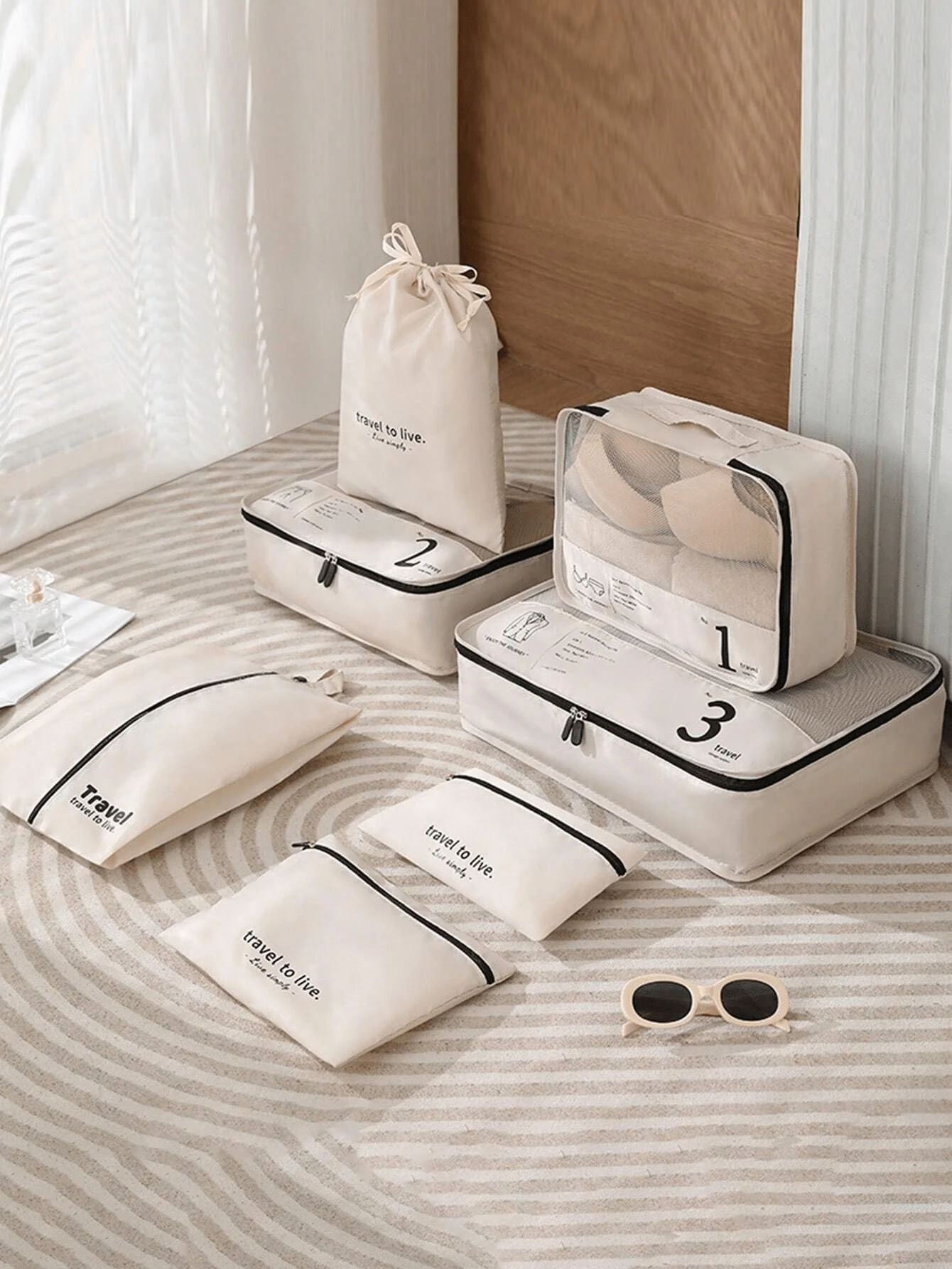 3/7pcs Portable Travel Storage Bag Set - Organize Your Clothing, Shoes, and Underwear with Ease - Perfect for Luggage and Suitca 3