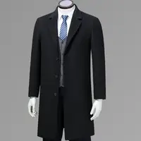 Ele Long Men's Woolen Coat with Tuxedo Collar Regular Fit Autumn Winter Faion Dad Clothes Single Button Polyester Fiber