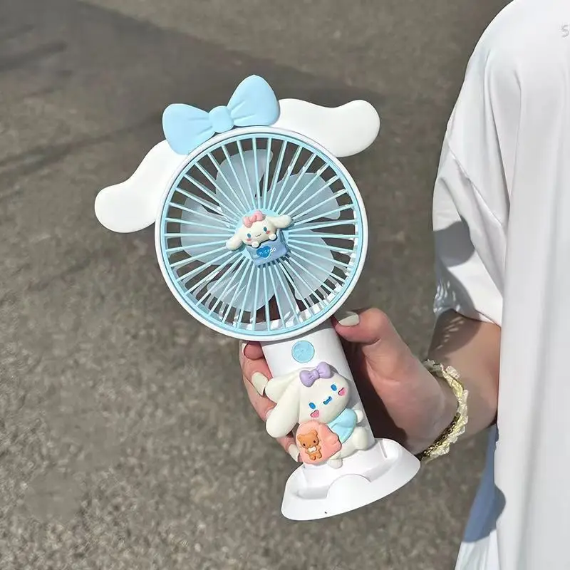 

2024 Sanrio Kawaii Anime My Melody Kuromi Handheld Fan Girl Heart Sweet Cute Cinnamoroll Mini Portable Usb Charging Fan Kid Gift