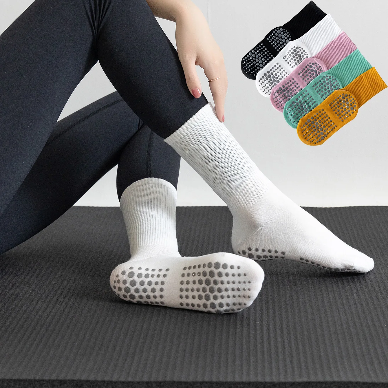 Sports socks cotton socks fitness sports socks sport socks pilates socks 5 pairs women anti-skid yoga socks
