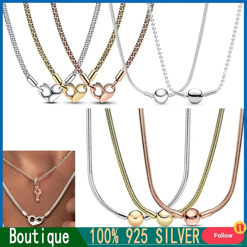 Original LOGO Women's Necklace ME Snake Bone Stud Logo Necklace% 925 Sterling Silver DIY Charm Jewelry Gift Fashion Light Luxury