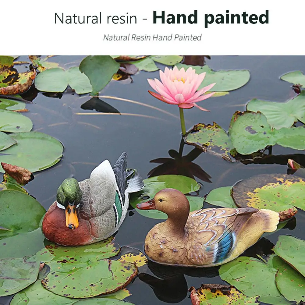 Realistische Schwimmende Mandarinenten-Statue Wasserdichte Harz-Tierskulptur für Garten-Teich Schwimmbad-Dekoration Heim-Ornament