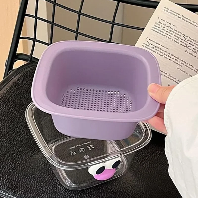 1-10PCS Drainage Basket for Home Use Cute Fruit Basket Cleaning Water Filtration 2 in 1 Thickened Fruit Plate Dishwashing