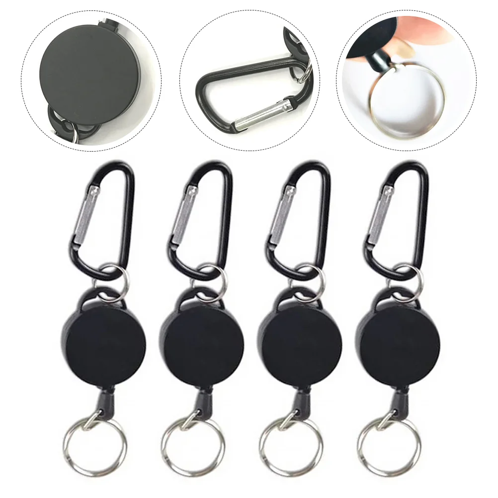 

4 Pcs Telescopic Easy Pull Button Practical Keychain Belt Men Mens Belts Creative Carabiners Stainless Steel