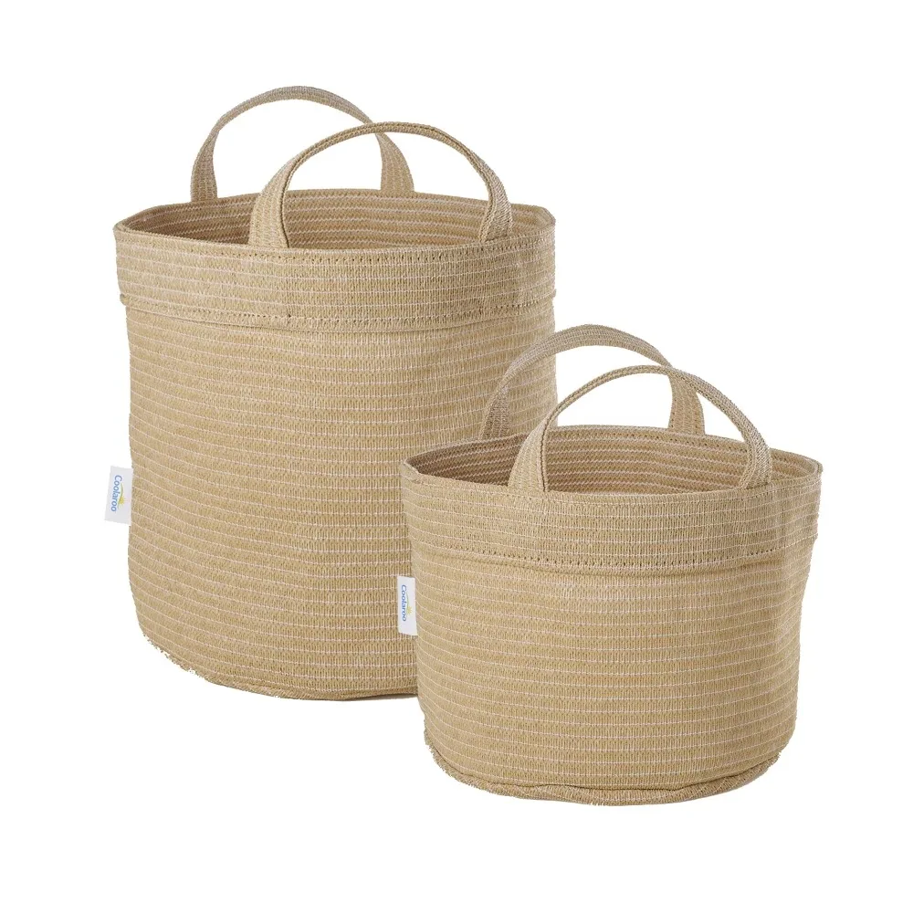 

Dog Storage Toy Bin with Handles, 2 Pack Assorted Small & Medium Sizes, Desert Sand