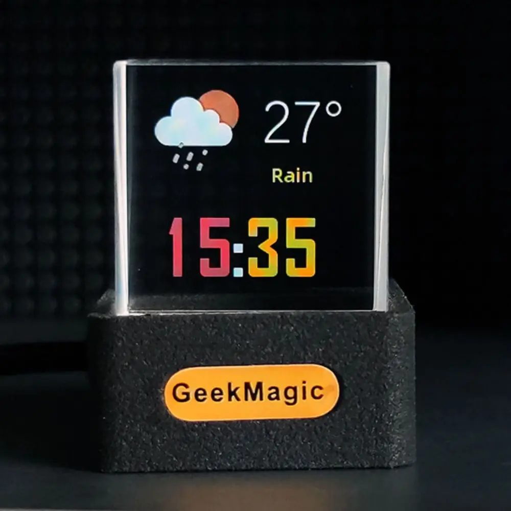 Digital Clock Weather Clock LCD Digital Clock Digital Desk Clock Weather Station Display GIF Animations Album GeekMagic GIFTV Smart Weather Station Crystal Cube Holographic Digital Clock