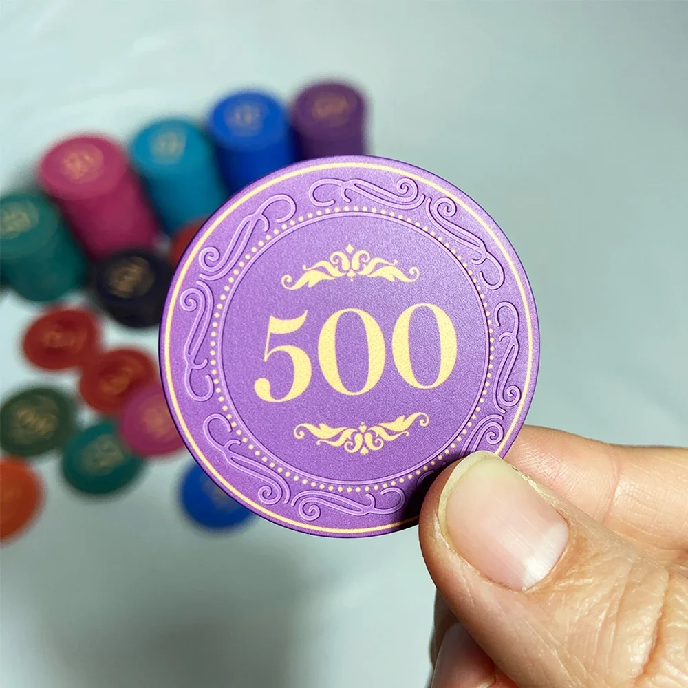 100pcs Ceramic Chips 43mm Texas Hold'em Poker Chip Set Casino Poker Chips Baccarat Entertainment Coin Round Chips 6