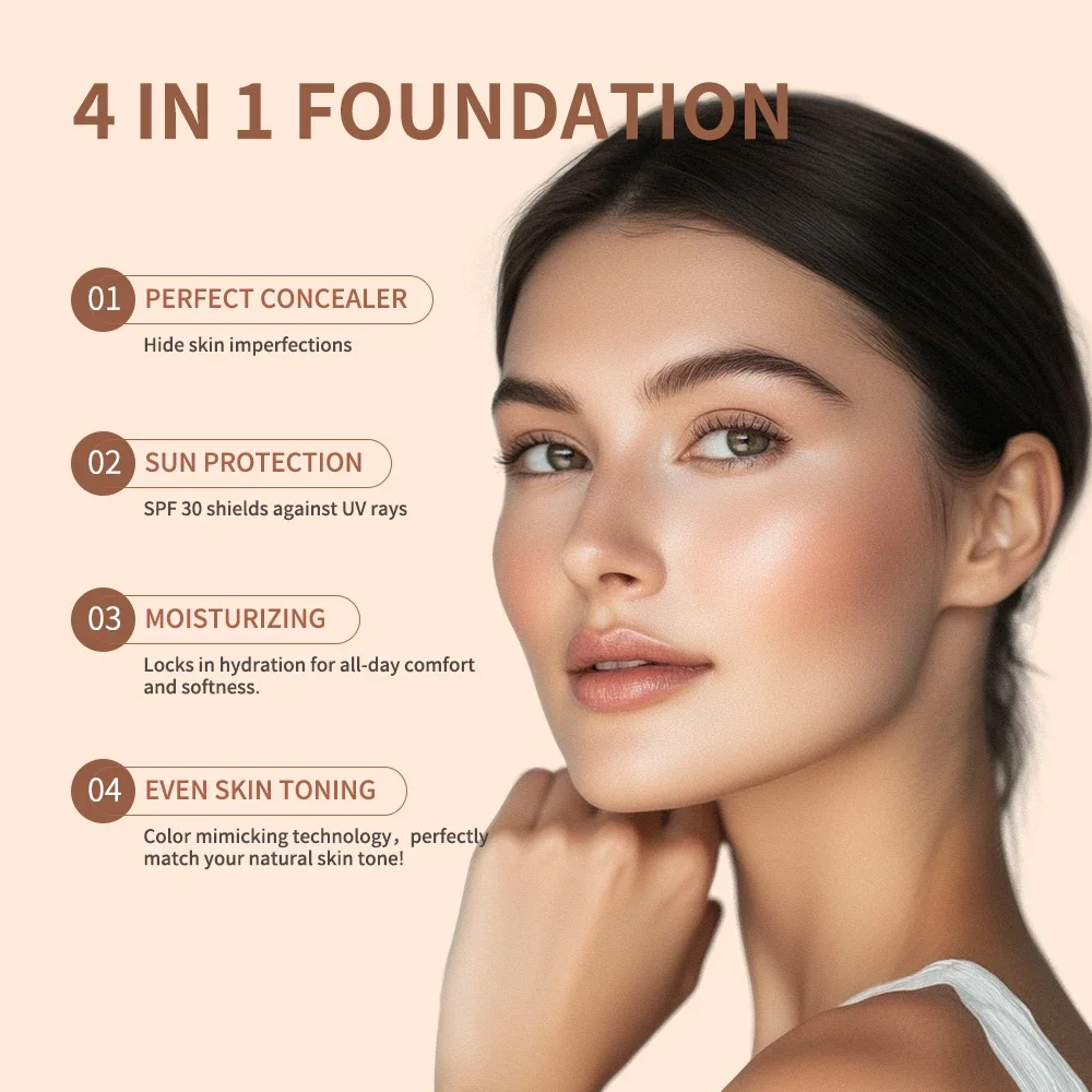 Liquid Foundation White Color Changing Foundation SPF30 Soft Matte Long Lasting Hydrating Makeup Base Concealer CC Cream 30ml 2