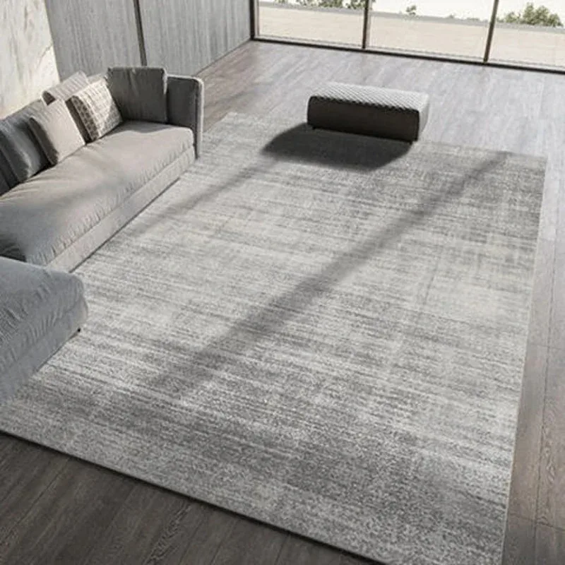 Modern Light Luxury Living Room Large Area Carpet Gray Minimalist Line Decorative Carpet Comfortable Short-hair Easy To Care Rug