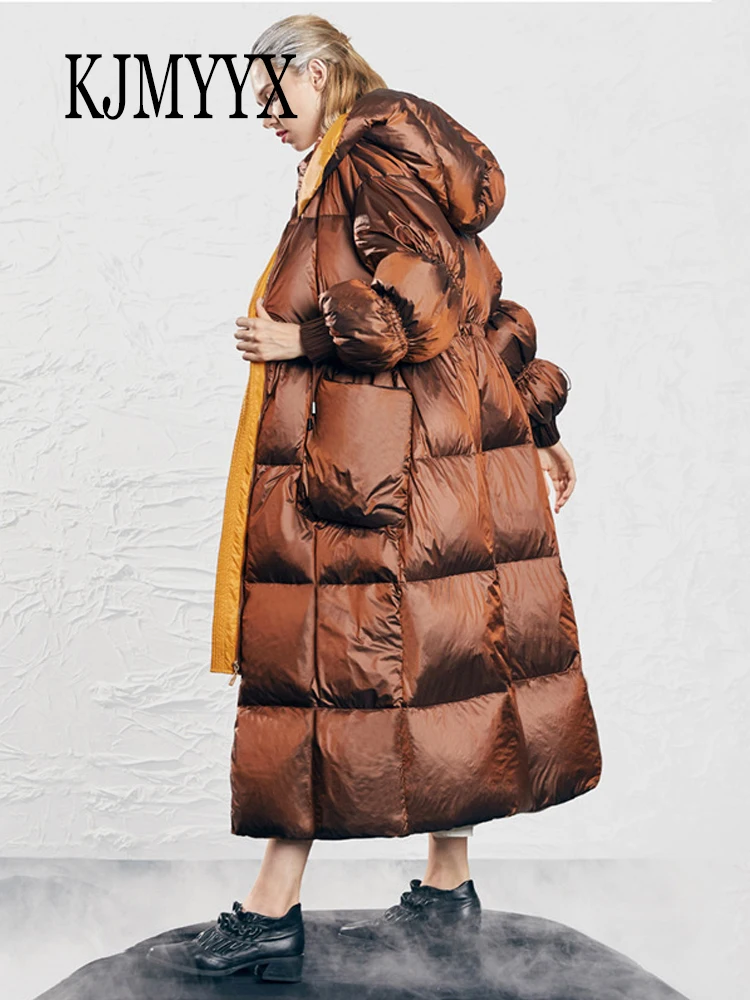 

KJMYYX Autumn Winter 2023 Womens White Duck Down Long Jacket Super Gift Parkas Warm Thick Long Sleeve Coat Water Proof Fabric