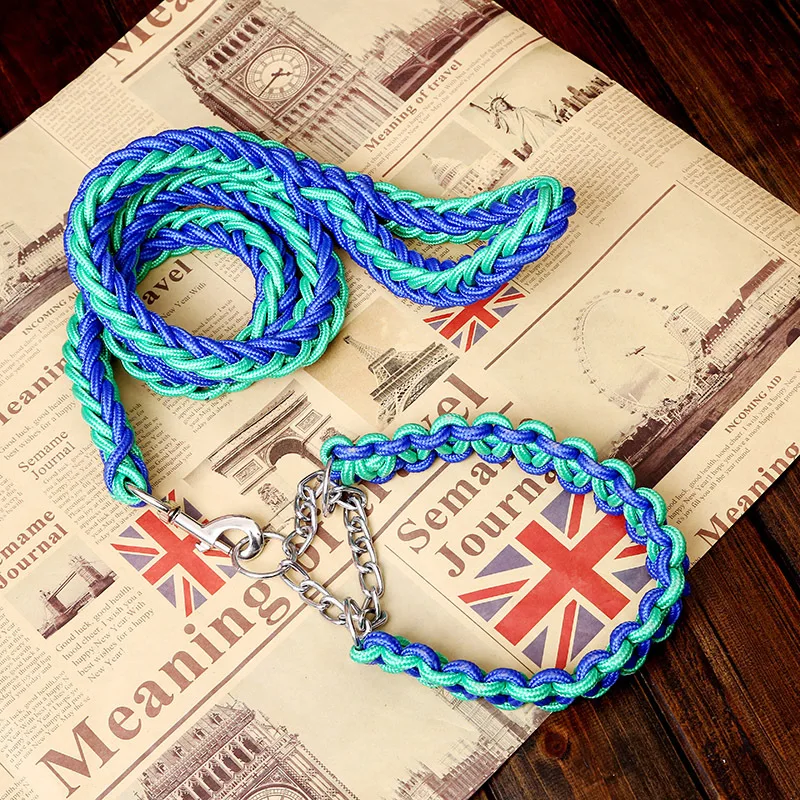 18 Colors Durable Nylon Braided Dog Collar And Leash Set Reflective Walking Training Leash Lead For Pet Training Running Walking 