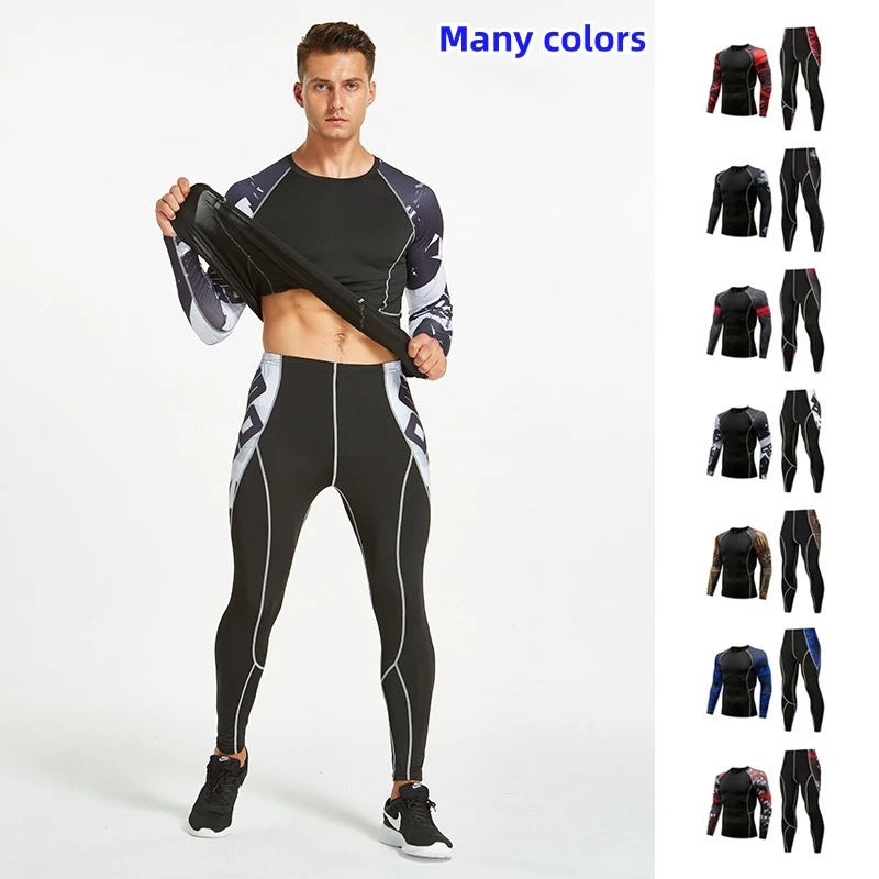 

Мужские весенние быстросохнущие брюки, комплекты одежды для велоспорта, облегающие Профессиональные топы для бега, фитнеса, уличные эластичные дышащие тренировочные костюмы