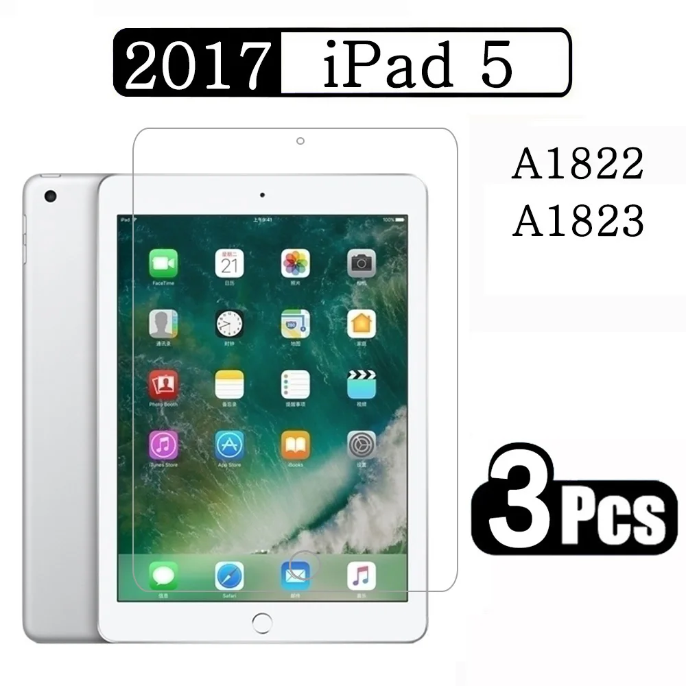 (3 упаковки) Закаленное стекло для Apple iPad 5 2017 9,7 5-го поколения A1822 A1823 Защитная пленка для экрана планшета с защитой от царапин