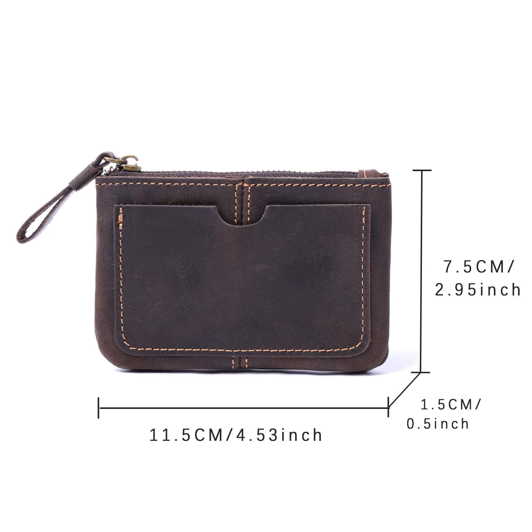 Genuine Leather Mini Card Holder Coin Purse Crzay House Leather-Perfect for Carrying Coins, Cards, and Keys