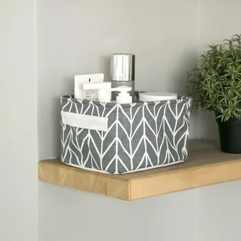 Toy storage Fabric Foldable Storage Basket Cotton and Hemp Desktop Storage Box Small Fresh Waterproof Storage Basket Storage Box