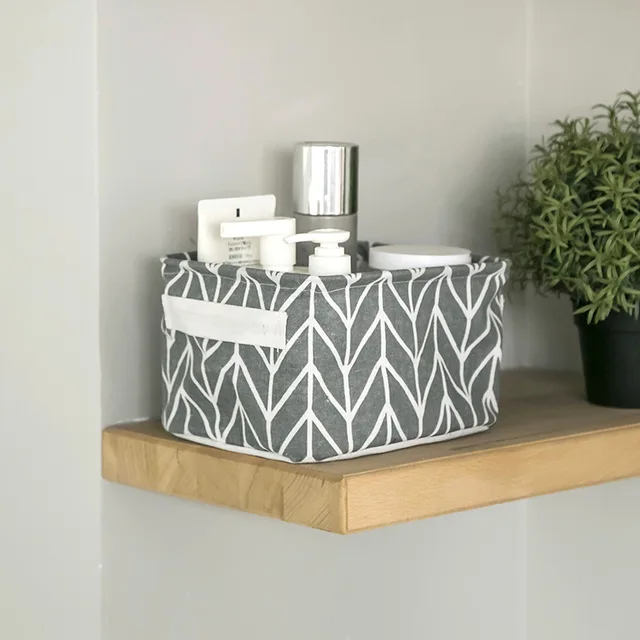 Toy storage Fabric Foldable Storage Basket Cotton and Hemp Desktop Storage Box Small Fresh Waterproof Storage Basket Storage Box 4
