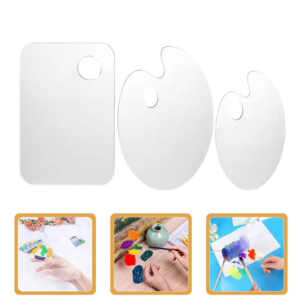 

3 Pcs Transparent Palette Practical Mixing Trays Watercolor Mixers Pigment Acrylic Paint