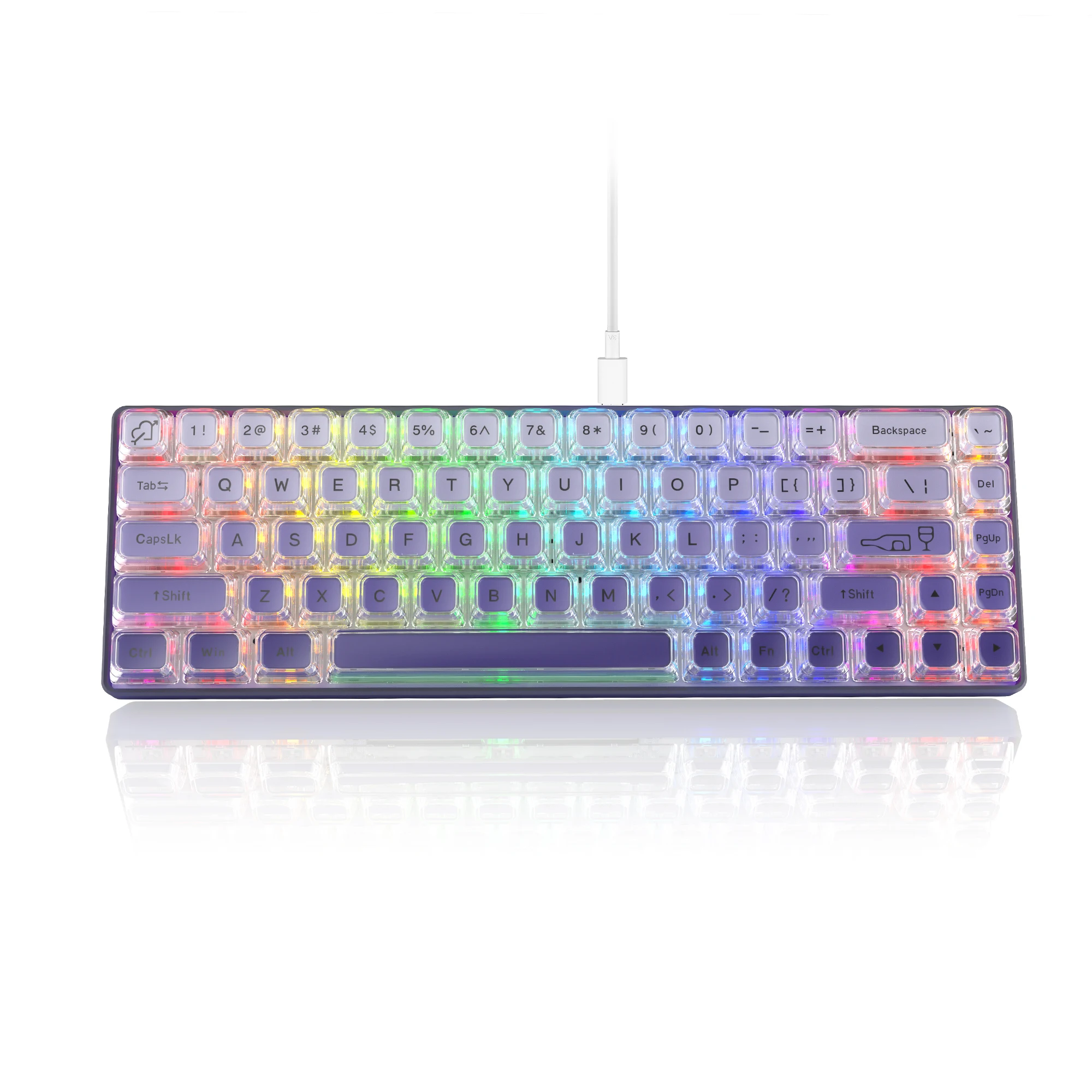 

Womier WK68 60% Keyboard Hot-Swappable Purple Keyboard RGB Wire Gaming Mechanical Keyboard Pudding PBT Keycap Red Switch