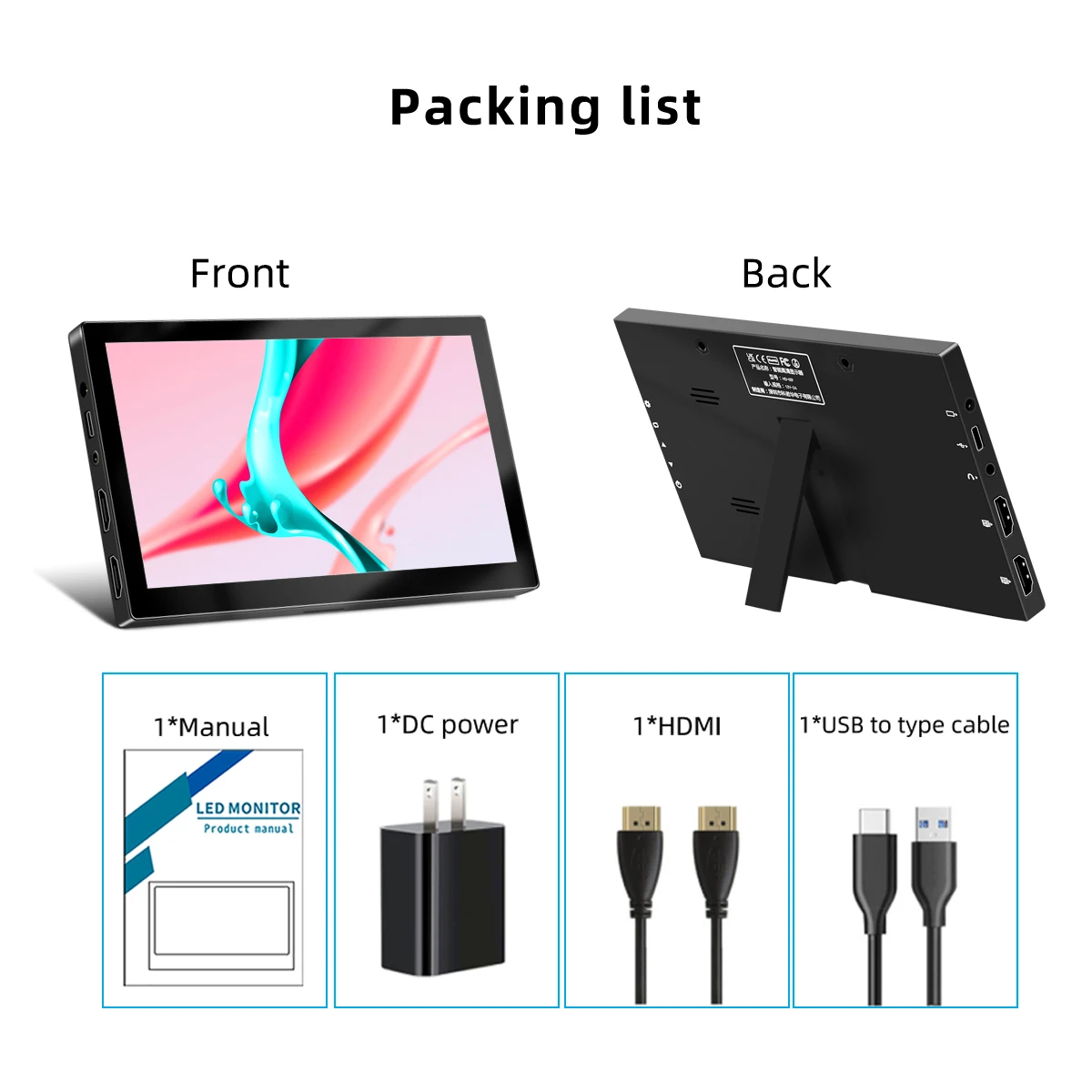 Monitor de Tela de Toque Capacitivo Portátil Display Lcd para Raspberry pi Compatível com Windows Hdmi Pontos 1024x600 Tft - Imagem 2