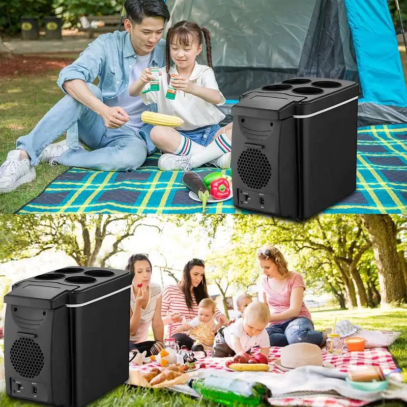 6L 휴대용 냉각 온난화 자동차 냉장고 12V 전기 미니 캠핑 냉장고 2 In 1 전기 아이스 박스 차량 액세서리