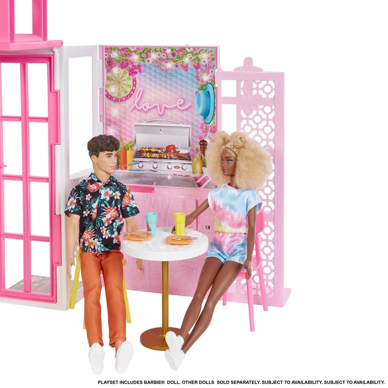 Casa da Barbie de 3 andares com guarda-sol pop-up, multicolorida