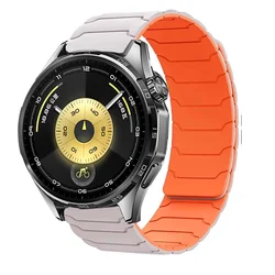 Magnetic Silicone Loop Watch Band - 22mm Accessories Bracelet Strap - 22MM (Starlight - orange)