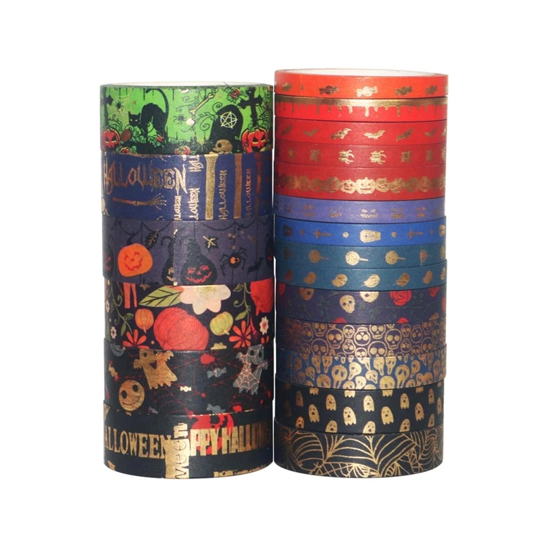 

20Rolls Tape Set Black Gold Patterns Decorative Masking Tape Sets