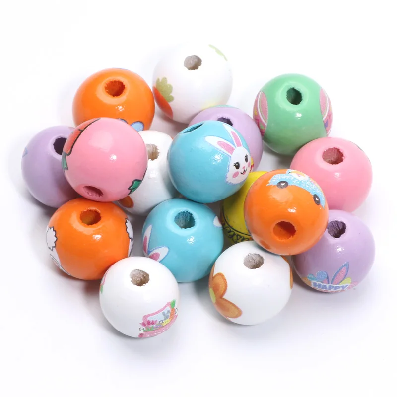 

10 шт 16 мм цветные круглые шары пасхальные шары деревянные бусины для ювелирных изделий делая DIY украшения ожерелья ремесла аксессуары