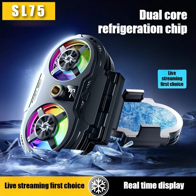 SL75 Semiconductor Back-clip Phone Cooler with Temperature Display for IPhone Android Universal Gaming Live Cooling Fan Radiator 1