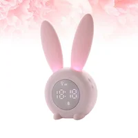 Pink Alarm Clock Table Silicone Charge Student Cartoon Rabbit Shaped Easy Time Setting 1
