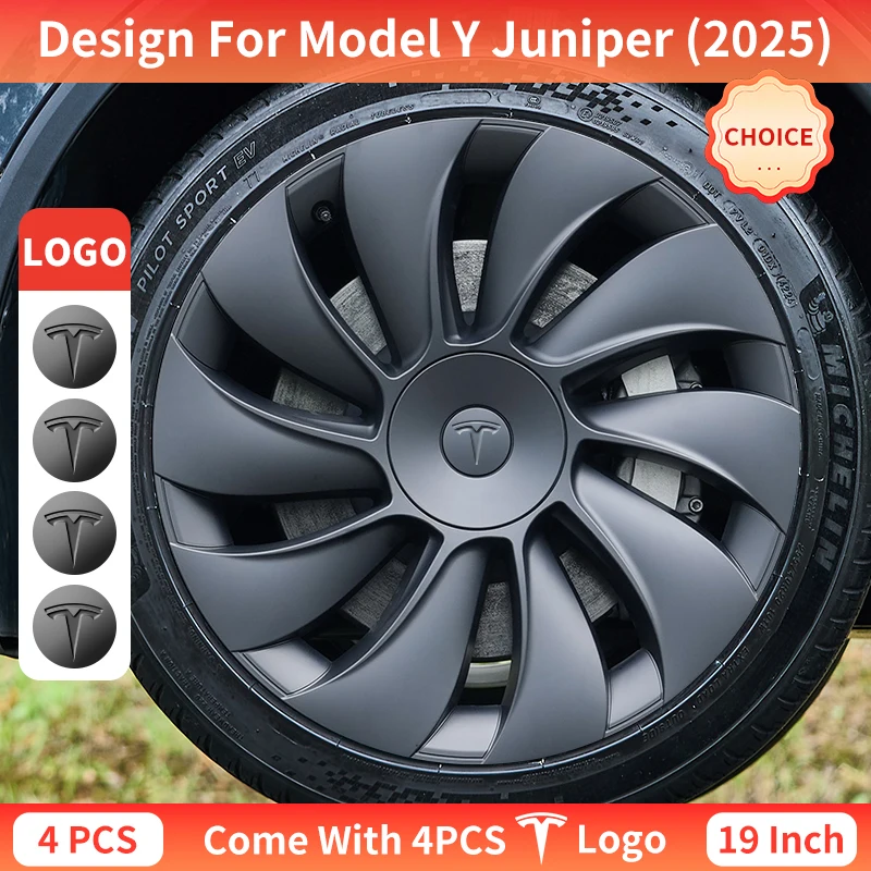 4PCSforTeslaModelY2025-2026Juniper19InchSmoothStyleHubcapHubCapFullRimCoverReplacementWheelCapAccessories-AliExpress