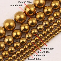 Gold Color Vacuum Plated Hematite Spacer Beads for Jewelry Making and DIY Crafts (Gold Color)
