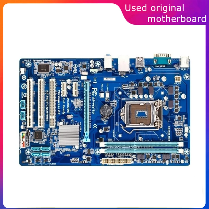 

Материнская плата DDR3 16G для компьютера Intel H61 Φ б/у LGA 1155 USB2.0 SATA2