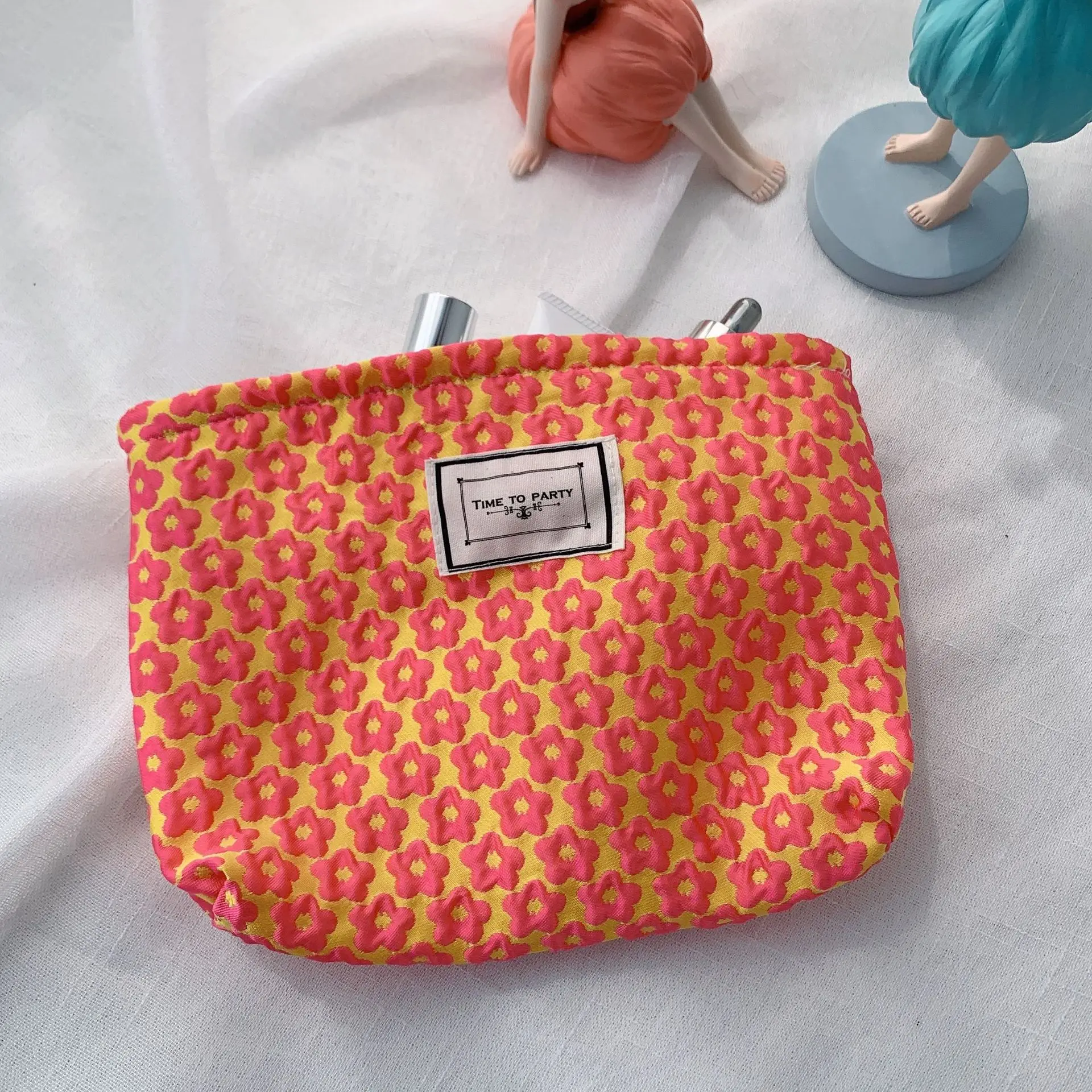 

Цветочная косметичка из хлопчатобумажной ткани, женская сумочка для хранения косметики в японском стиле, яркий винтажный клатч для телефона