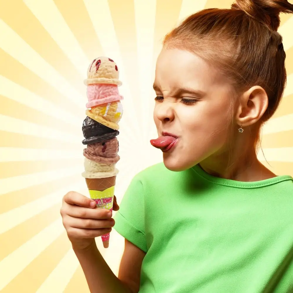 Stackable Ice Cream Stacking Interactive Early Education Stack Simulation Food Game Decorations Puzzle Pretend Play Toys