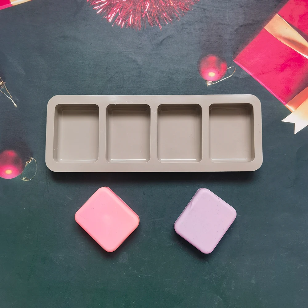 

Newest 4 Grids Rectangle Silicone Soap Making Molds DIY Chocolate Mousse Cake Bakeware Ice Cream Mould Tools Birthday Gifts