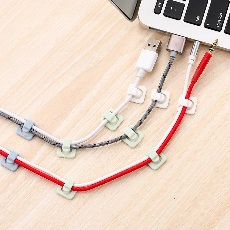 18pcs Self Adhesive USB Charger Cable Clips Multifunction Wire Cord Cable Winder Data Line Fixer Office Desk Tidy Manager