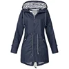 Womens Waterproof Raincoat Casual Basic Outdoors Trench Lightweight Drawstring Jackets Hiking Clothes for Women 1
