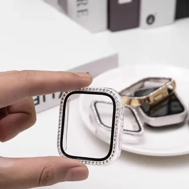 Deluxe Crystal-Trimmed Glass Watch Case with Screen Protector