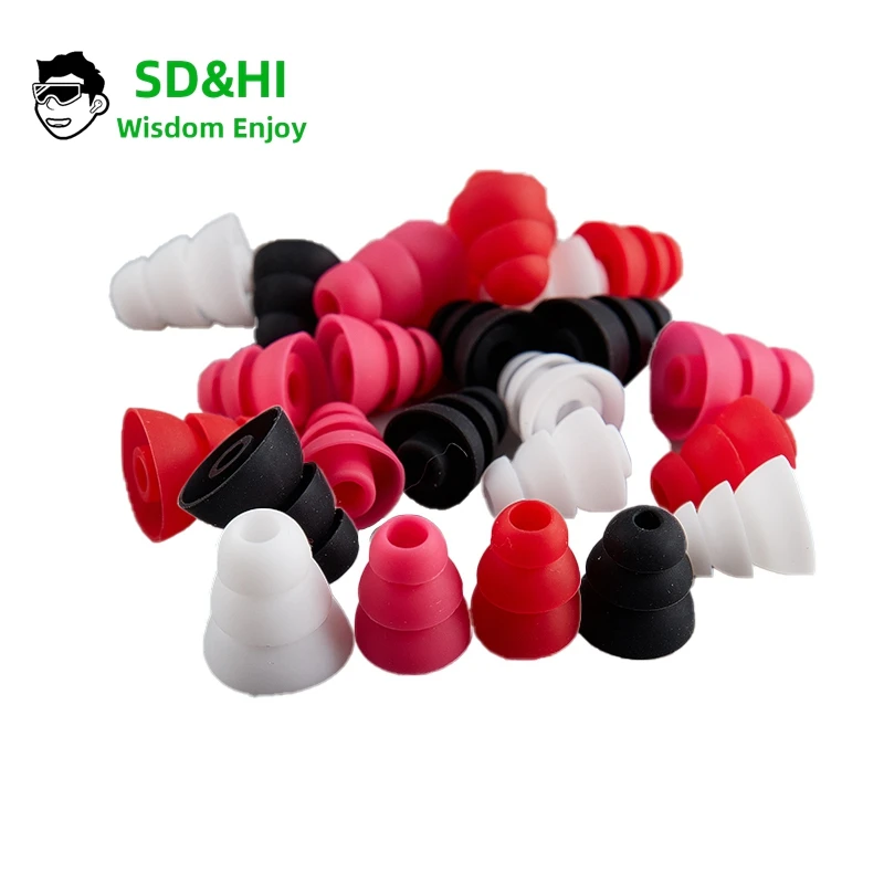 

6pcs/set Three Layer Silicone In-Ear Earphone Covers Cap Replacement Earbud Bud Tips Earbuds Eartips Earplug Ear Pads Cushion