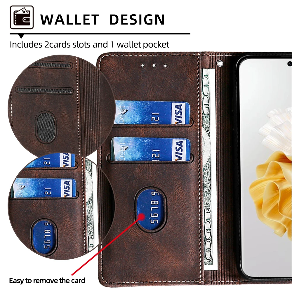 Luxurious Contrasting Color Leather Magnet Buckle Flip Phone Case