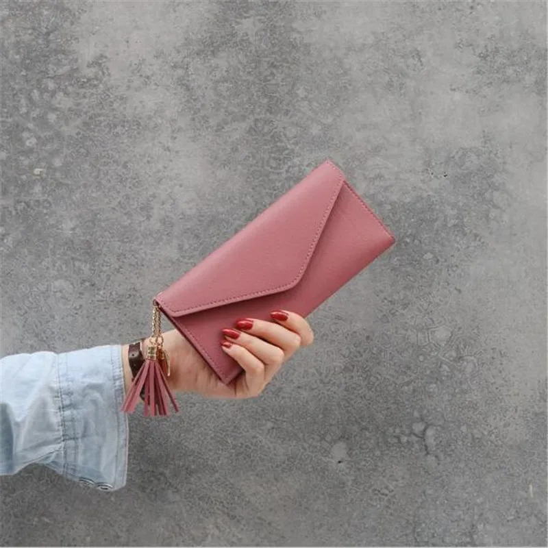 

Long Women's Wallet Female Purses Tassel Coin Purse Card Holder Wallets Female Pu Leather Clutch Money Bag Pu Leather Wallet