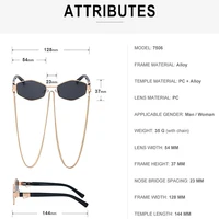 Lunettes De soleil hexagonales à petite monture pour femmes, Sexy, avec chaîne, marque De luxe De styliste, Punk, nuances Gafas De Sol, 2026 6