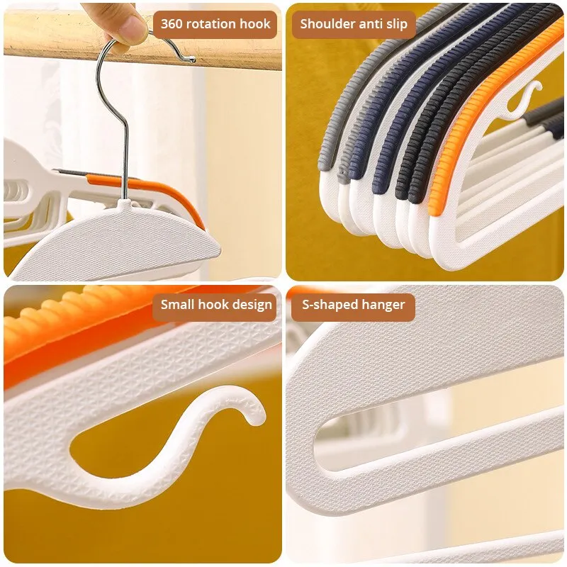 Clothes hanger 10Pcs black/orange/grey multifunctional wet and dry household anti-slip for bedroom wardrobe