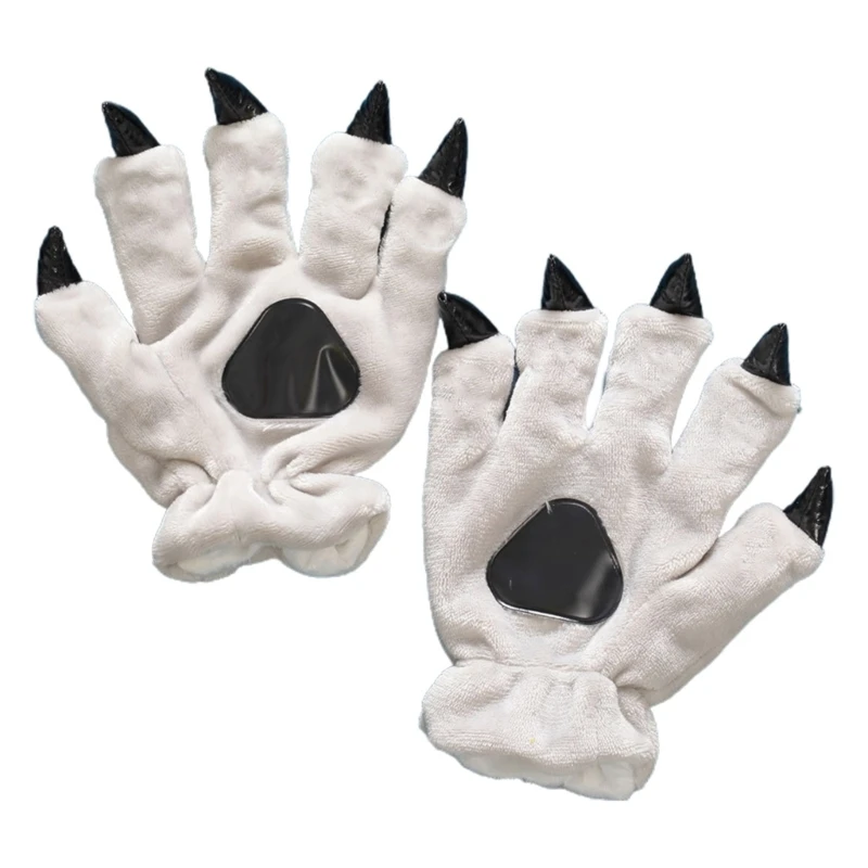 Animal Gloves Paw Cartoon Dinosaur for Cat Finger Claw Plush Gloves Windproof Warm Funny Halloween Party Performa