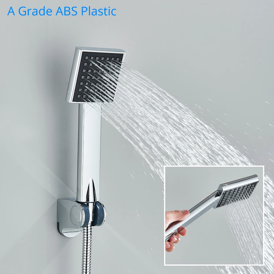 Thermostatic Shower Set Black/Chrome Brass Wall Mounted Bathroom Shower Thermostat Mixer Valve Handle Spray Bathroom Accessories 3